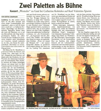 Artikel im Landsberger Tagblatt über Westufer, das Duo mit Wilfried vom Ammersee und Ludwig Veit